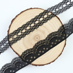 Elasticless lace with small floral edge, black hollow pattern lace edge, exquisite wedding lingerie lace trim material