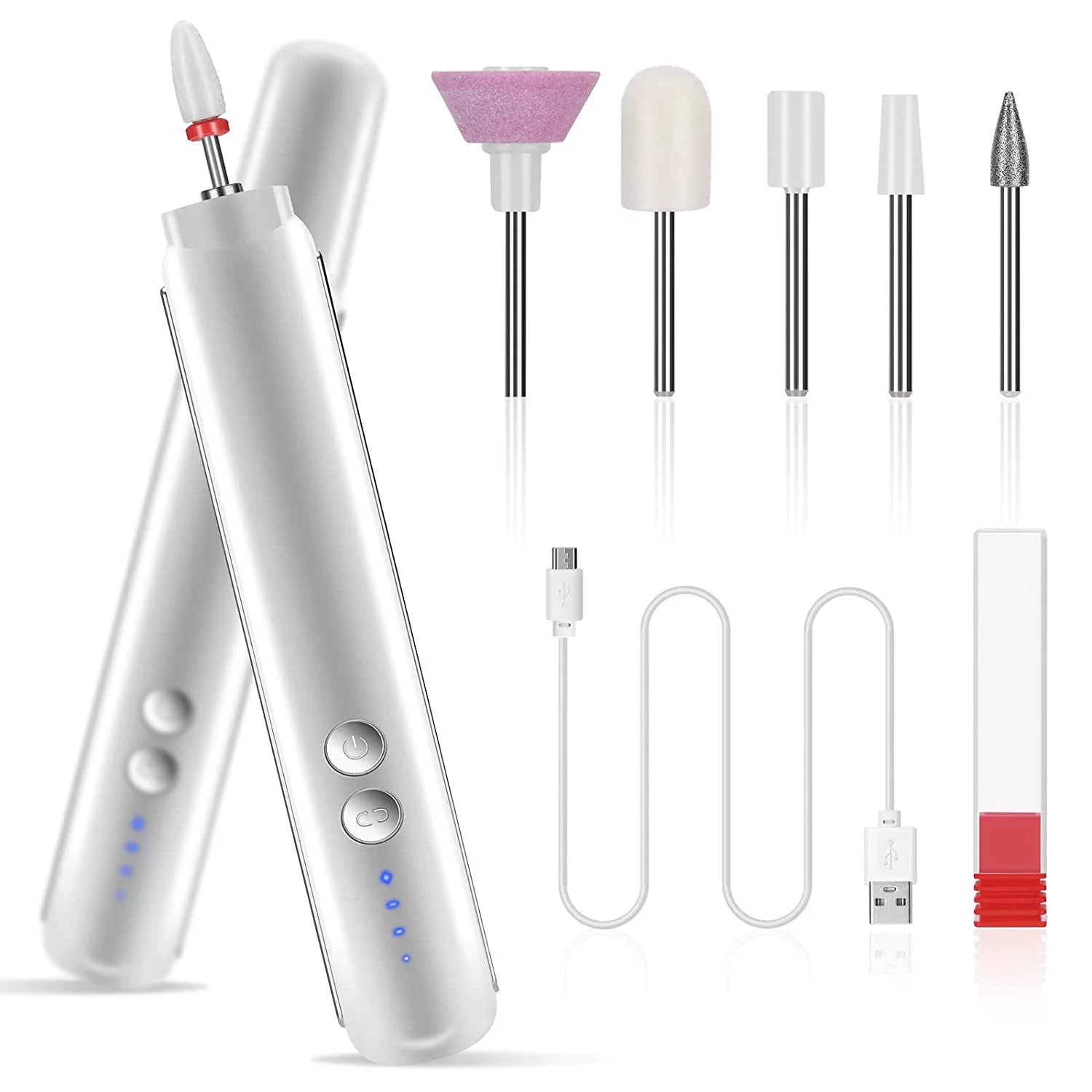 Сетка Красивая аккумуляторная USB-машина для ногтей с осветительной лампой Маникюрный Инструмент Портативный электрический шлифовальный станок для ногтей