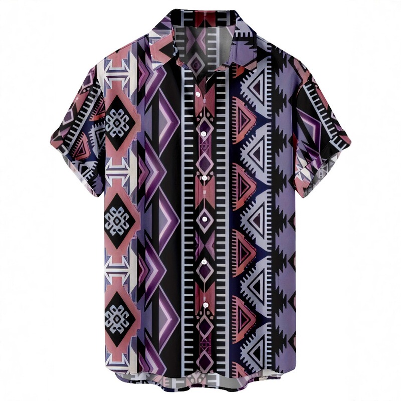 Pattern Printed New Style Men's Short-Sleeved Shirt, Casual Resort Style, Breathable and Loose-Fitting Pattern Printed New Style Men's Short-Sleeved Shirt, Casual Resort Style, Breathable and Loose-Fitting