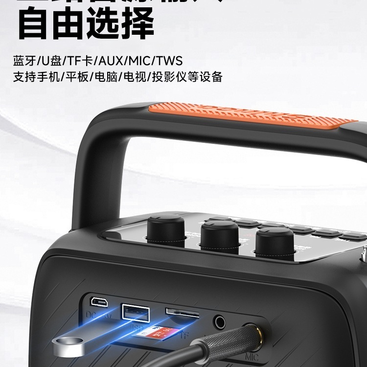 新科广场舞蓝牙音响家用k歌户外小音箱大音量重低音炮带无线话筒|undefined
