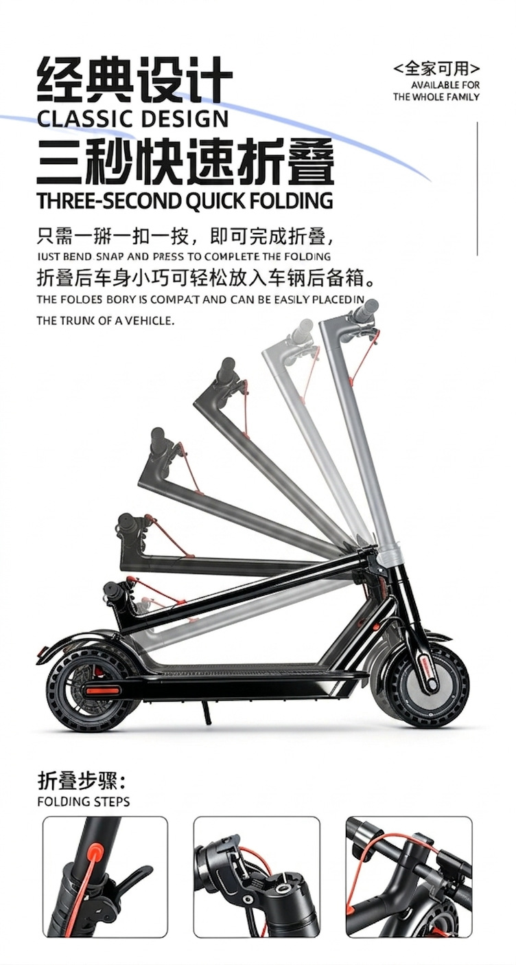 Cross-Border Electric Scooters, Foldable Electric Vehicles, Commuter Vehicles for Work, Factory Direct Supply for Foreign Trade