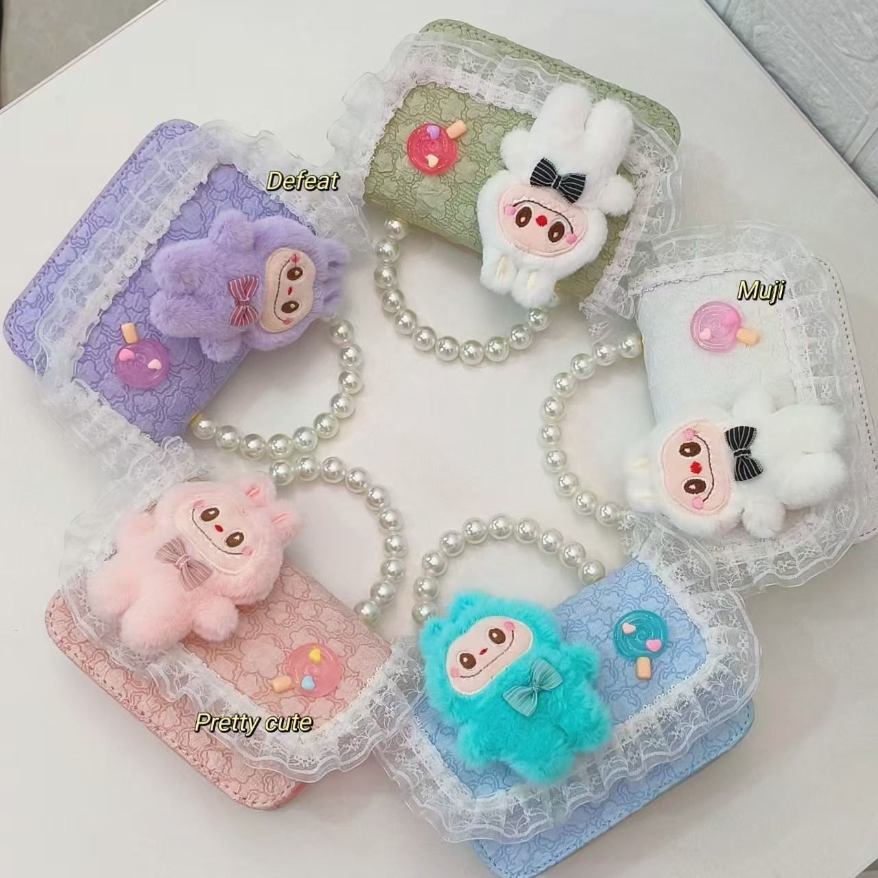 Bolso de perlas bolso de niños bolso de cadena de viento de fragancia bolso de hombro bolso de cambio bolso de accesorios bolso de encaje princesa