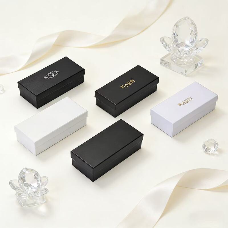 In-Stock Glasses Gift Box with Lid and Drawer, Foldable Box with Top and Bottom Cover, Black Brushed Gift Box, New Model Set