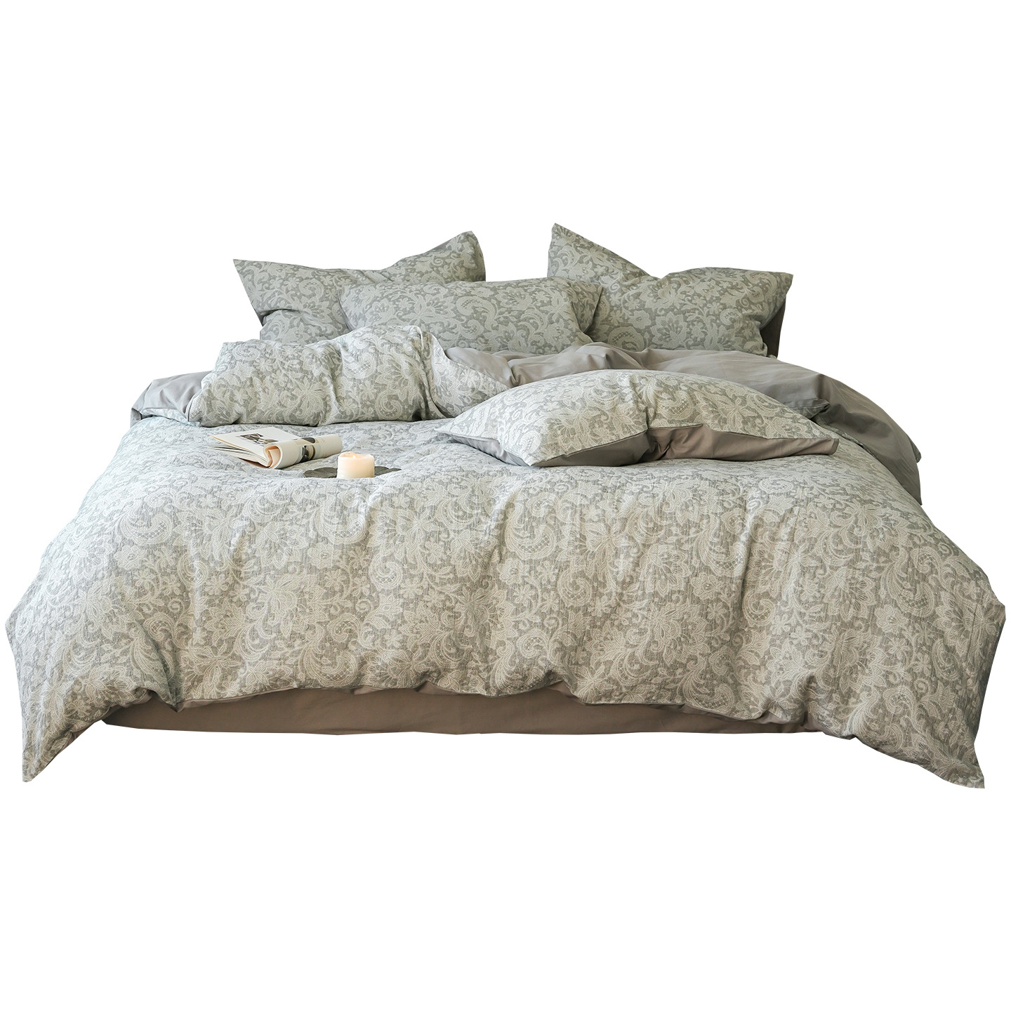 Cama de algodón de tres capas de hilo 100 colcha de algodón completa sábanas de cama de dormitorio de estudiantes de tres piezas 4