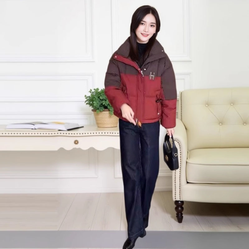 冬季洋气2024棉衣外套女小个子棉服短款棉袄新款洋气时尚撞色上衣