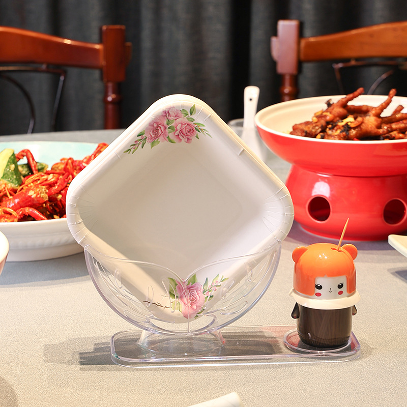 Plato desechable de hueso de 6 pulgadas de mesa de comedor casera, plato de papel de fiesta al por mayor, espesación desechable de hueso