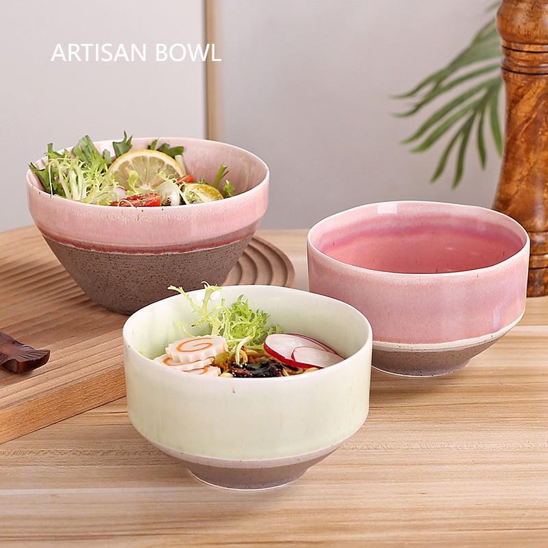 Nordic Household Retro High Color Value Irregular Ceramic Bowl for Eating Bowl Kiln Glaze 6-inch Face Bowl for Cross-border Special Supply