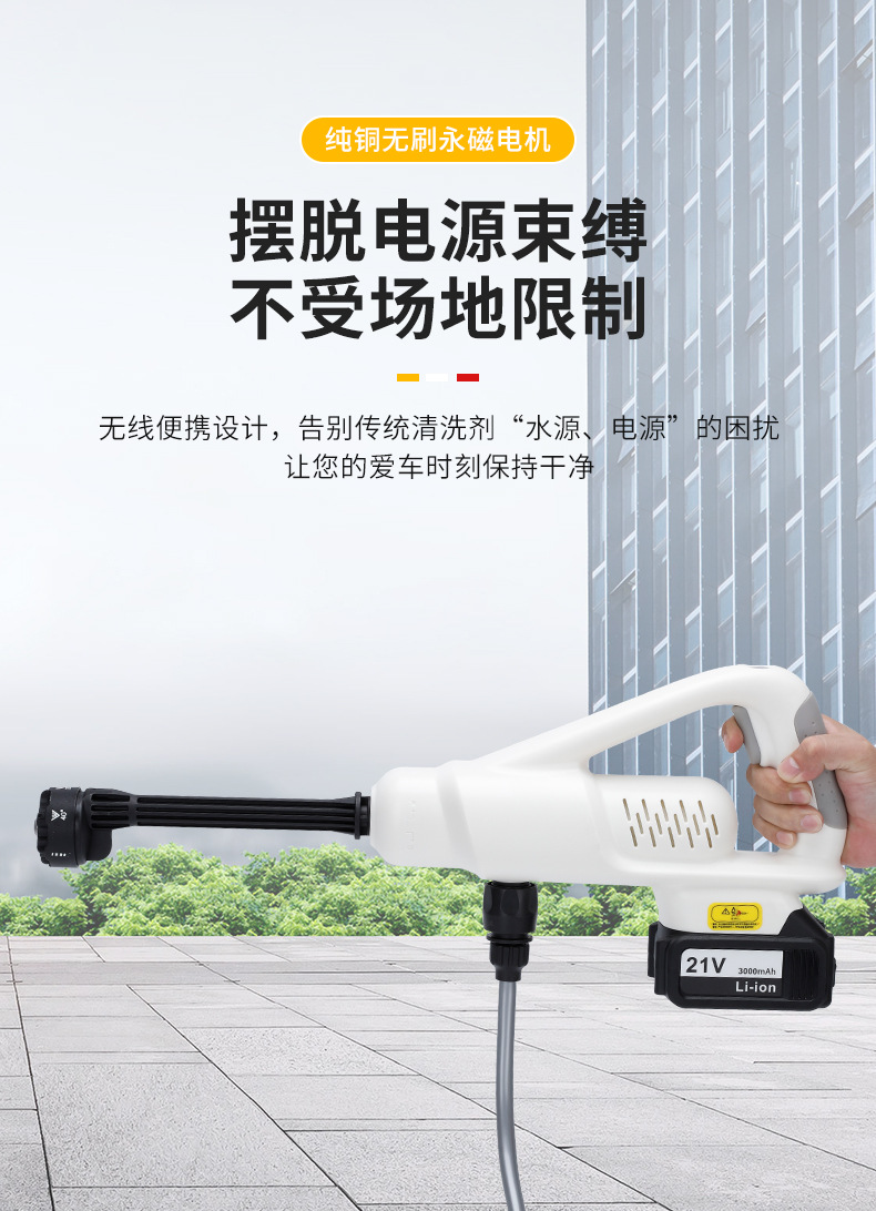 Source Factory Direct High-Pressure Water Gun for Household Car Washing, Commercial Brushless Lithium Battery Car Washing Gun for Home Use