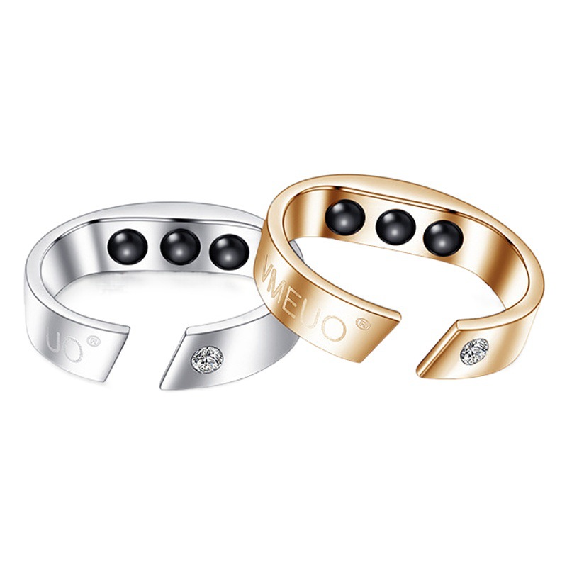 Vmeuo Cross-Border New Stainless Steel Magnetic Ring Magnetic Opening Anti-Snoring Ring Health Fashion Jewelry