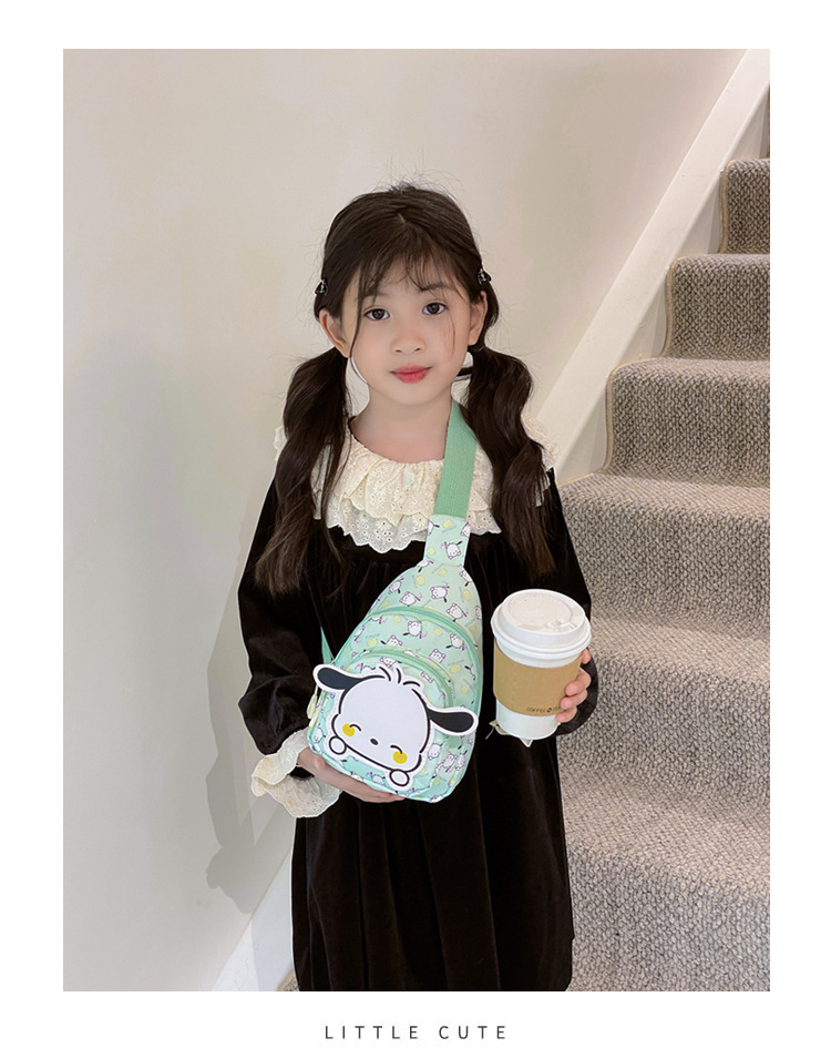 Wholesale new cross-border small-sized children's chest bags with double zippers and large capacity, cute single-shoulder bags for boys and girls in kindergartens full figure