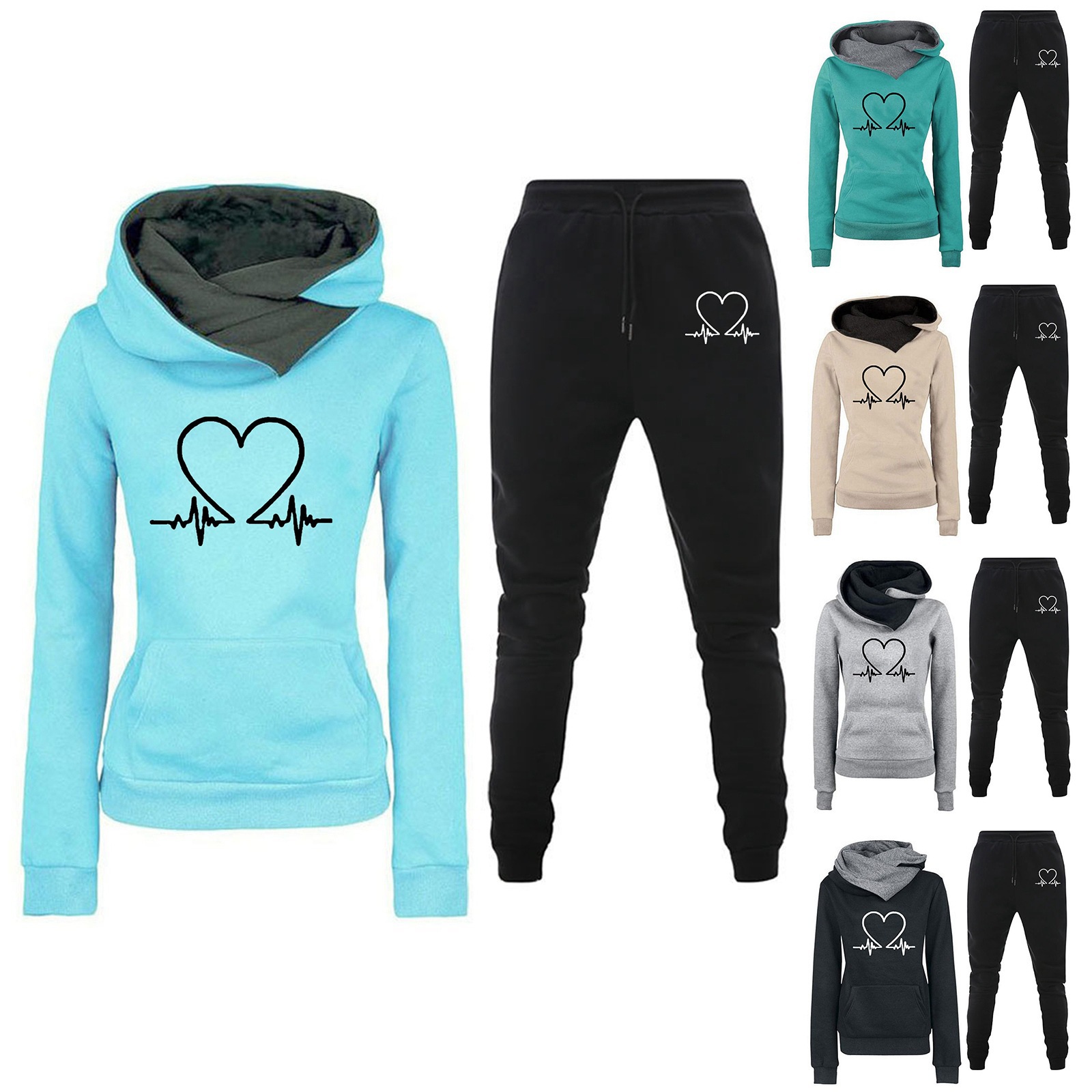 Damenbekleidung lässiger Damen-Zweiteiler mit Kapuze_voghion.com