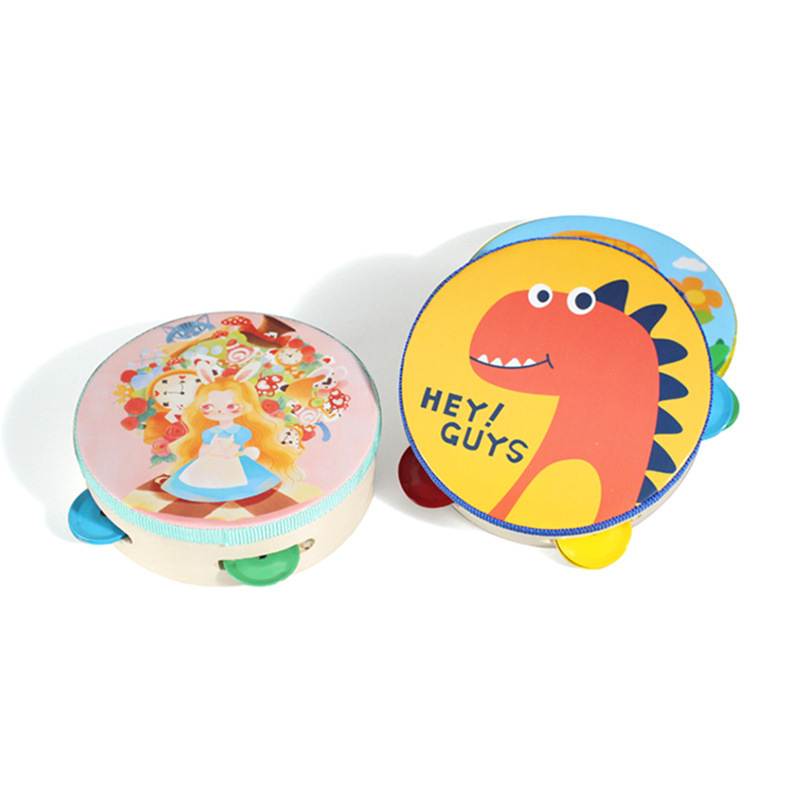 Instrumento de percusión Orff madera 15cm pandereta colorido infantil danza kindergarten maestro tambor mano
