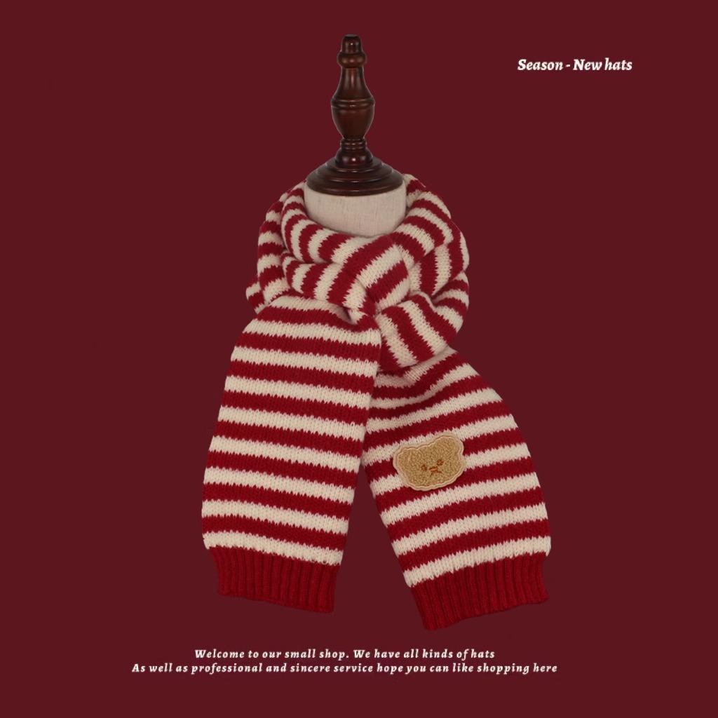 가을과 겨울 새해 빨간색 한국 니트 울 스카프 따뜻한 남성과 여성 빨간색 스카프 어린이 니트 목도리 스팟