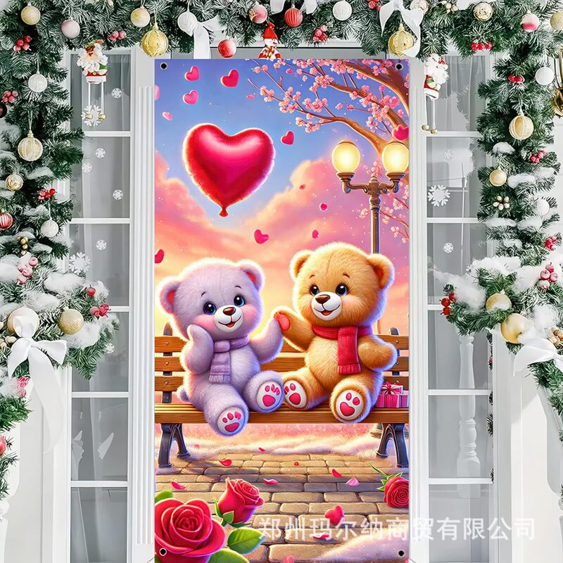 Amazon Temu Best Selling Valentine's Day Door Curtain Door Cover Valentine's Day Teddy Bear Porch Door Curtain Flag Amazon Temu Best Selling Valentine's Day Door Curtain Door Cover Valentine's Day Teddy Bear Porch Door Curtain Flag
