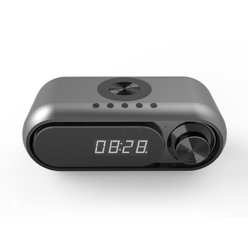 Amazon New LED Clock Alarm FM Radio TF Card Multi-functional Bluetooth Speaker with Wireless Charger