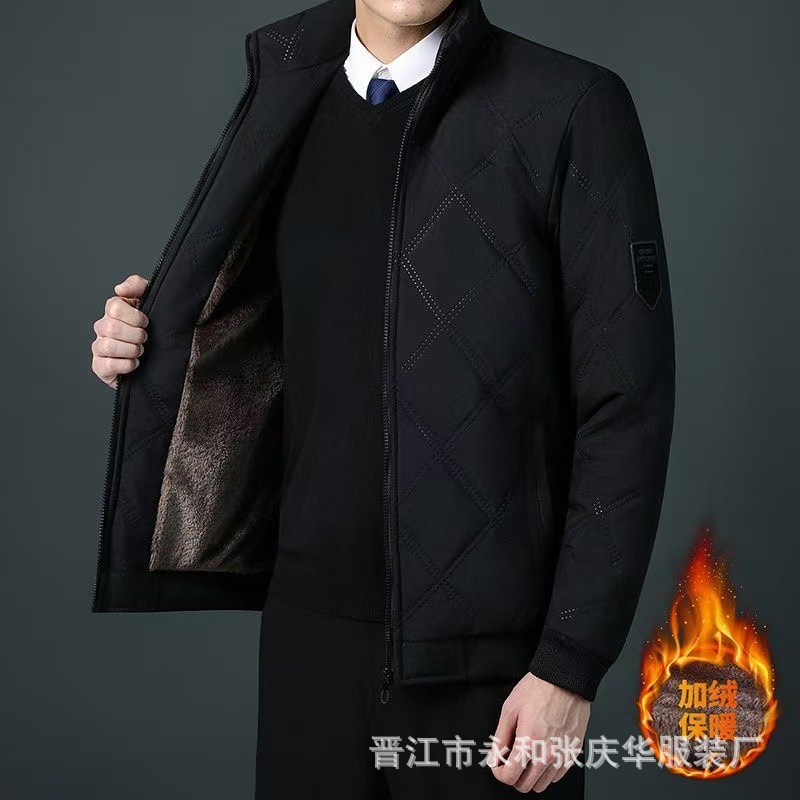 Chaqueta casual de algodón para hombre, modelo 2025, cuello alto, con forro polar y algodón grueso, fabricante de ropa, venta al por mayor, dropshipping