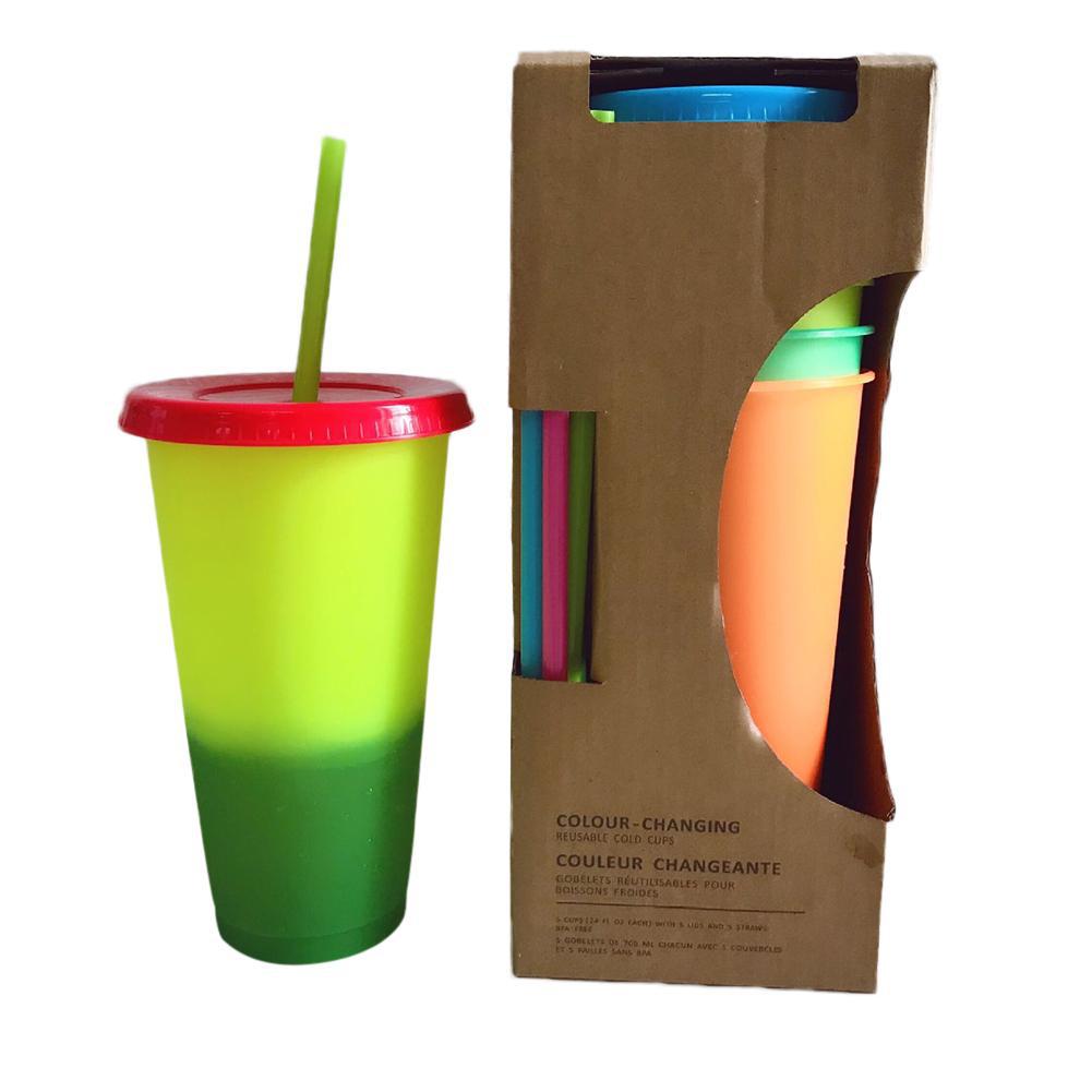 Halloween nueva taza de paja creativa bebida té frutas frío sensible a la temperatura taza de plástico PP de color