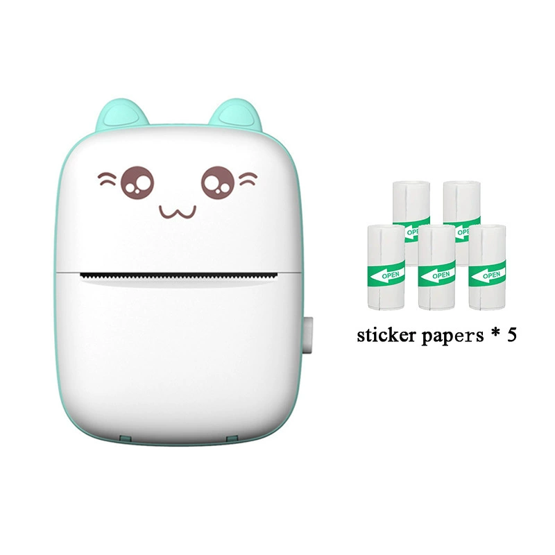 Handheld Photo Printer Mini Portable Thermal Printer, Cute Cat Design, Models A8C/C19/C25