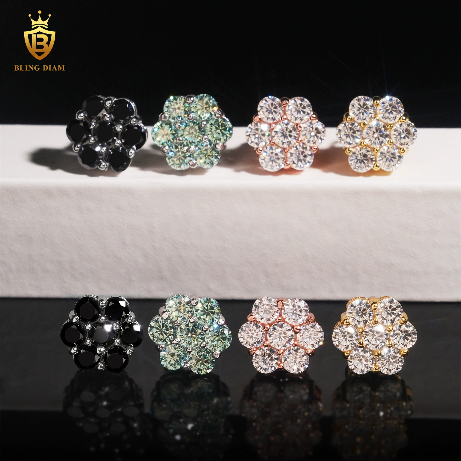 Новые популярные серьги INS из серебра S925 с инкрустацией муассанита, классические цветочные серьги, оптовая поставка, простые серьги