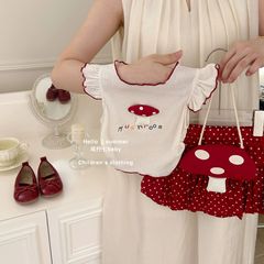 夏季新款蘑菇女童洋气夏装套装2025宝宝背心花苞两件套短裤