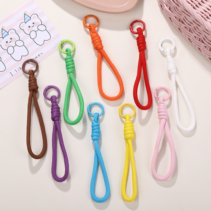 Ins-style handmade knotted rope keychain, sweet and fresh woven rope key pendant, DIY phone chain accessory Ins-style handmade knotted rope keychain, sweet and fresh woven rope key pendant, DIY phone chain accessory