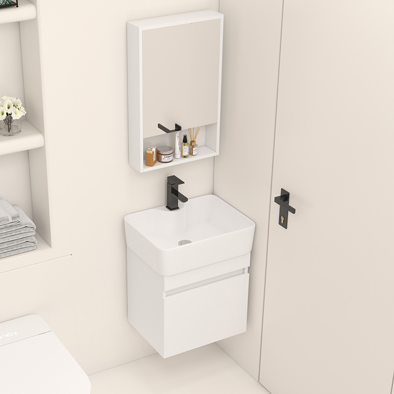 gabinete de baño de madera sólida tipo pequeño gabinete de baño cerámica integral lavabo de lavabo tipo pared lavabo de cara lavabo de mano gabinete