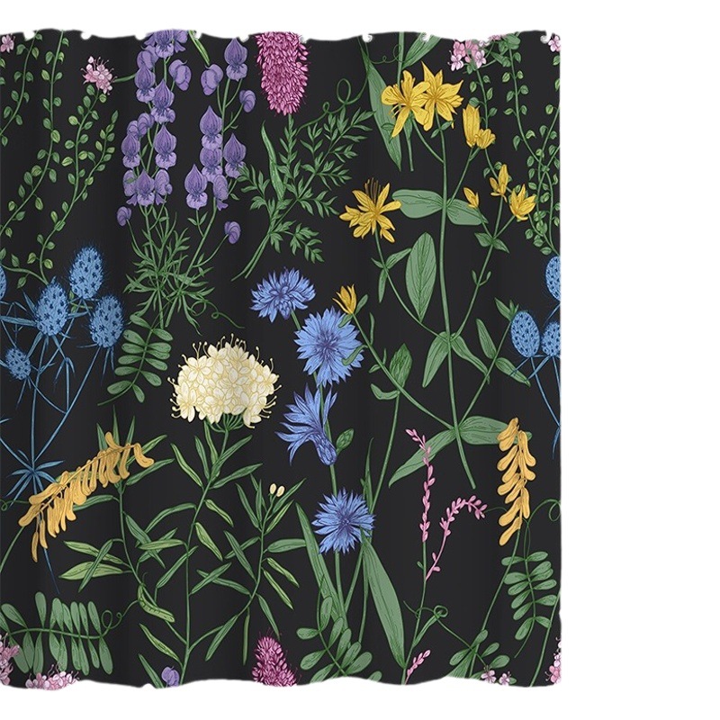 Waterproof Shower Curtain Amazon Explosion 3D Printing Tropical Jungle Plant Leaf Flower Season Polyester Shower Curtain with Hook