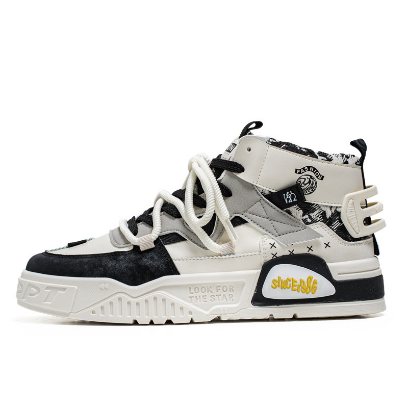 Zapatos de hombre de otoño transpirables 2024 nuevos zapatos de cuero de alto impacto coreano deportivo casual versátil para estudiantes de skate de altura zapatos de moda