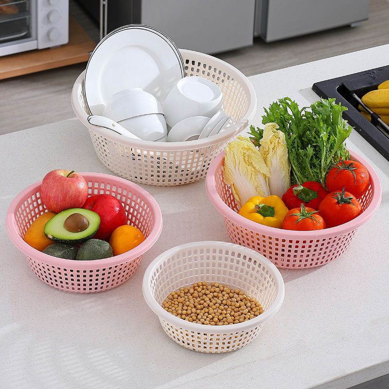 Cesta de drenaje gruesa Cesta de lavado de platos de plástico Cesta de lavado de arroz doméstica Cesta de frutas Cesta de cocina Cesta de lavado de platos gruesa