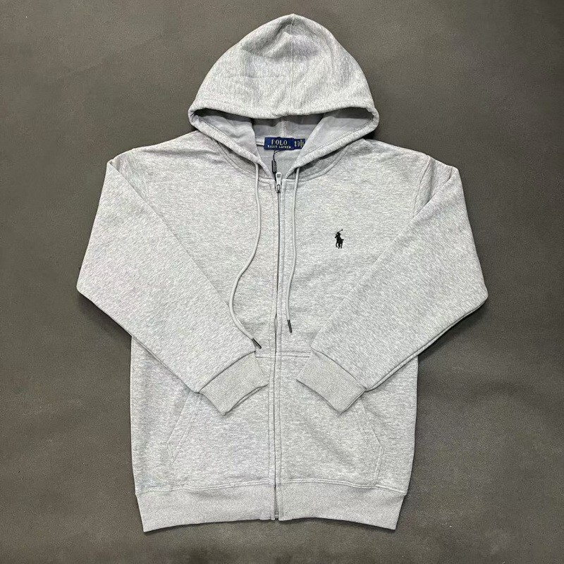 Autumn and Winter Fleece-Lined Polo Pony Embroidered Solid Color Sweatshirt Men's Casual Pure Cotton Hooded Zipper Cardigan Jacket Autumn and Winter Fleece-Lined Polo Pony Embroidered Solid Color Sweatshirt Men's Casual Pure Cotton Hooded Zipper Cardigan Jacket