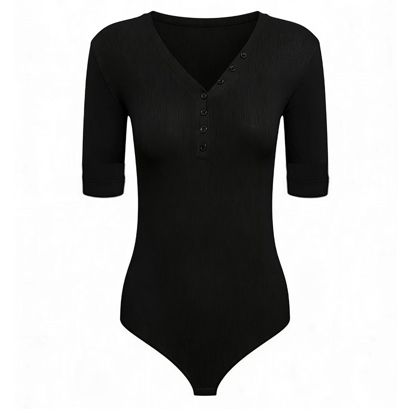 Black one-piece mid-sleeves / S