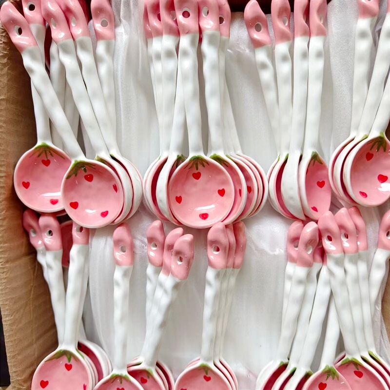 Ceramic Spoon Cyber Celebrity Cartoon Spoon Spoon Long Handle Spoon Children's Spoon Wholesale ins Style Spoon Cartoon Spoon