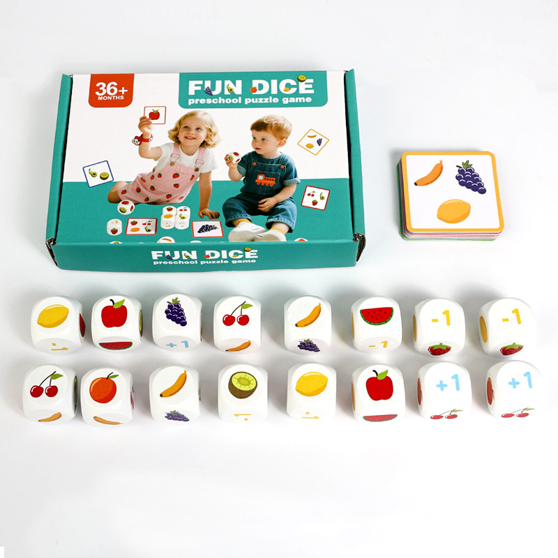 Juegos de lucha de dados de frutas para niños pequeños rompecabezas de escritorio interactivo emparejamiento de entrenamiento de concentración mental juguetes de madera image 6