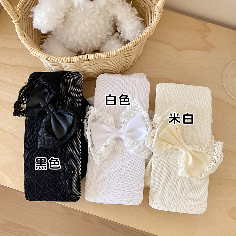 Medias blancas puras desean arco amor hueco primavera y verano delgada pantalones Lolitajk sexy Jacquard