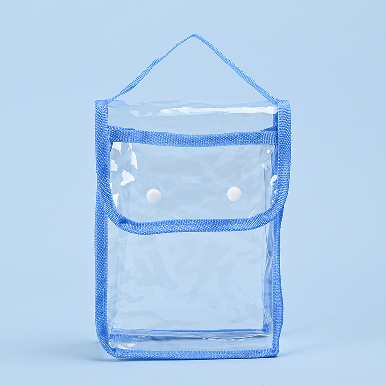透明洗漱包PVC蓝色斜跨单肩拉链包化妆品收纳袋手提袋购物袋