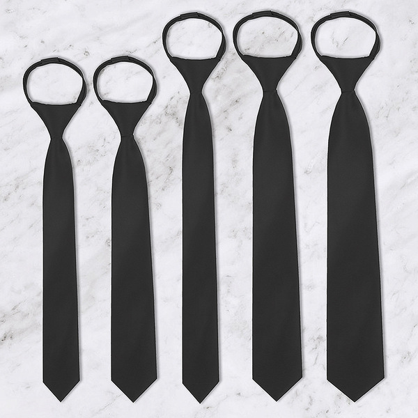 Men's women's black solid color tie with zipper