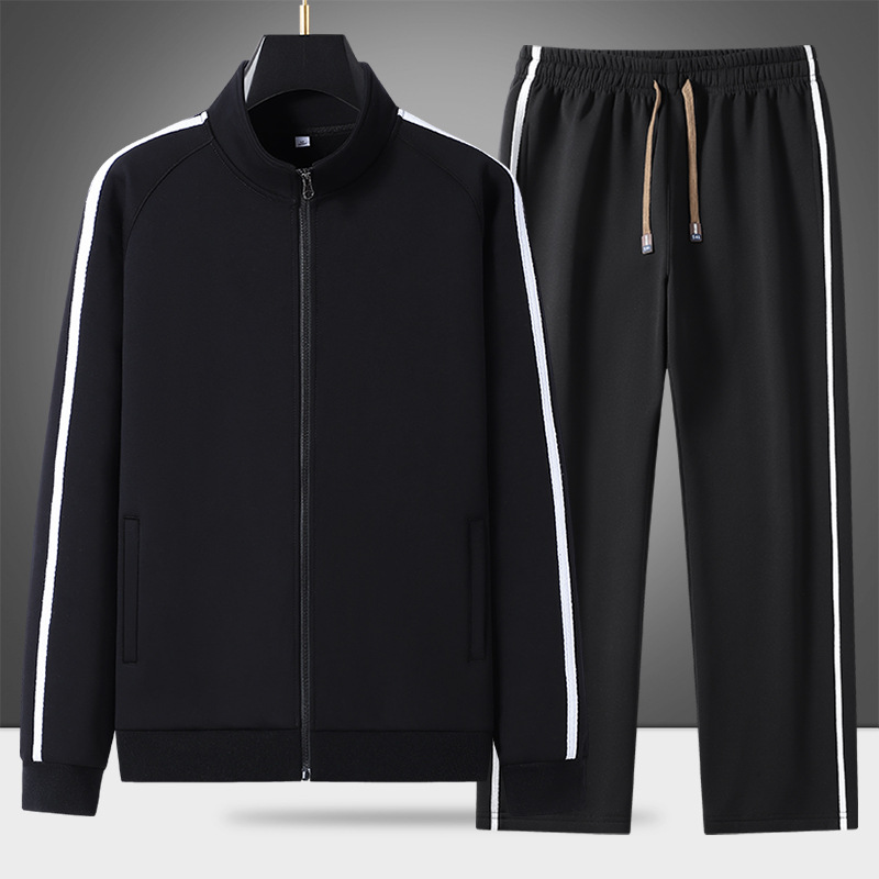 Primavera y otoño transfronterizos con cremallera con solapa delgada suéter para hombres, pantalones casuales, camisetas deportivas para hombres y mujeres, dos piezas