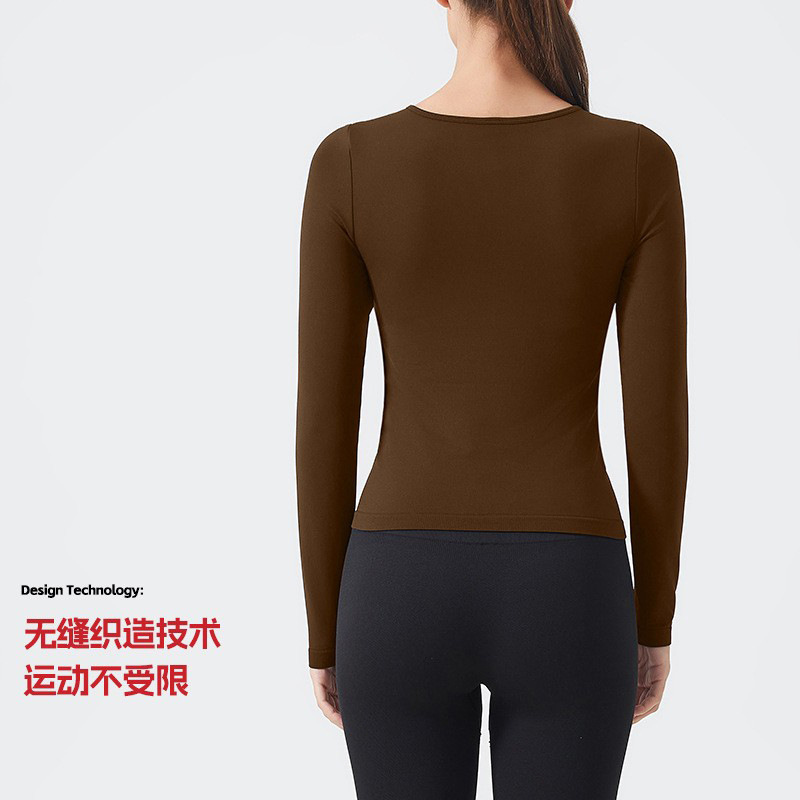 피트니스 의류 여성용 긴팔 스포츠 상의 슬림 러닝 티셔츠 타이트 핏 네트 셀러브리티 요가 의류 헨리 칼라