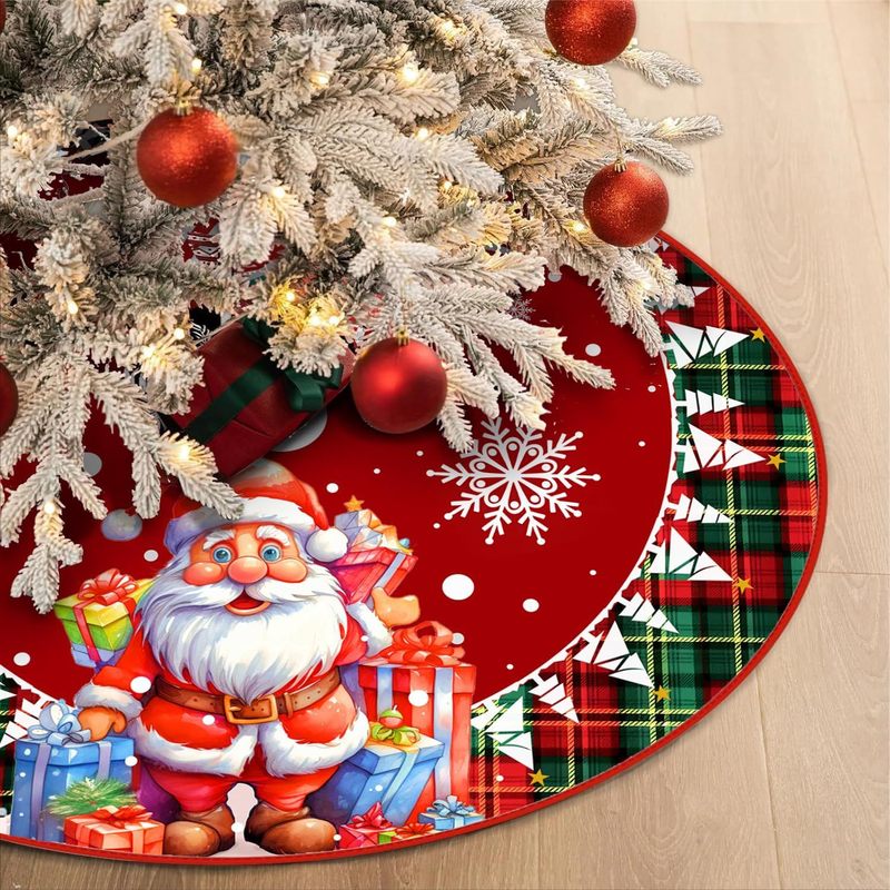 新しい国境を越えたクリスマスの木のスカートクリスマスの装飾品の漫画のプリントの木のスカートはクリスマスツリーの底のエプロンを並べます。|undefined