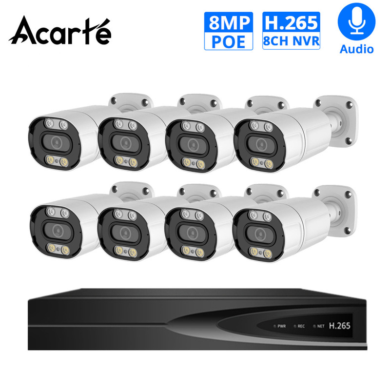 Acarte 8Mp 4K Full Color Cctv Camera Kitpoe Surveillance Camera Set Acarte 8Mp 4K Full Color Cctv Camera Kitpoe Surveillance Camera Set