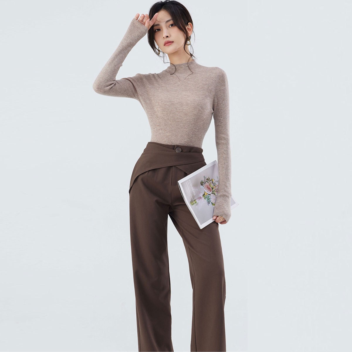 洗濯機で洗えるシームレス18針精編ニットベースレイヤー100%ピュアファインウールセーター女性用秋冬ハイネックセーター