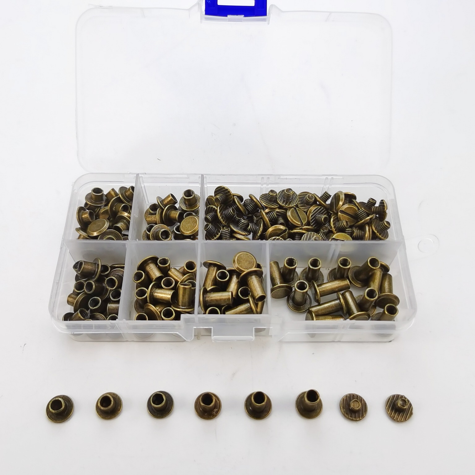 90 sets de 6 tamaño tornillo de la correa de hierro mancuerna bolsa de accesorios Heshang cabeza plana remache suministro transfronterizo