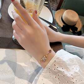 手链女手饰新款玫瑰金小蛮腰罗马数字钛钢饰品不锈钢轻奢镶钻批潮