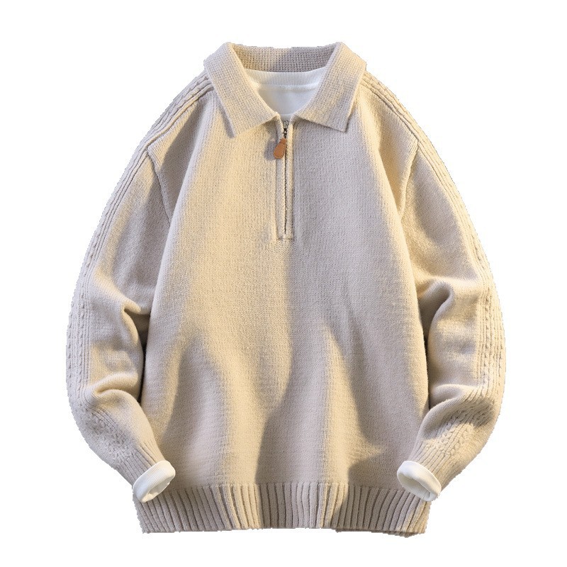 Explosiones transfronterizas de tamaño grande europeo polo camiseta con solapa camiseta de punto suéter hombre medio cremallera vieja fábrica de moda de dinero al por mayor