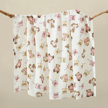 双层竹棉包巾纱布童被婴儿浴巾卡通盖毯印花襁褓巾抱被包单外贸