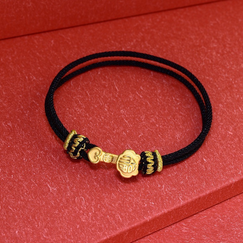 Braccialetto portafortuna in oro sabbia vietnamita, tutto va bene, bracciale in rame placcato oro, gioielli di coppia dal vivo_voghion.com