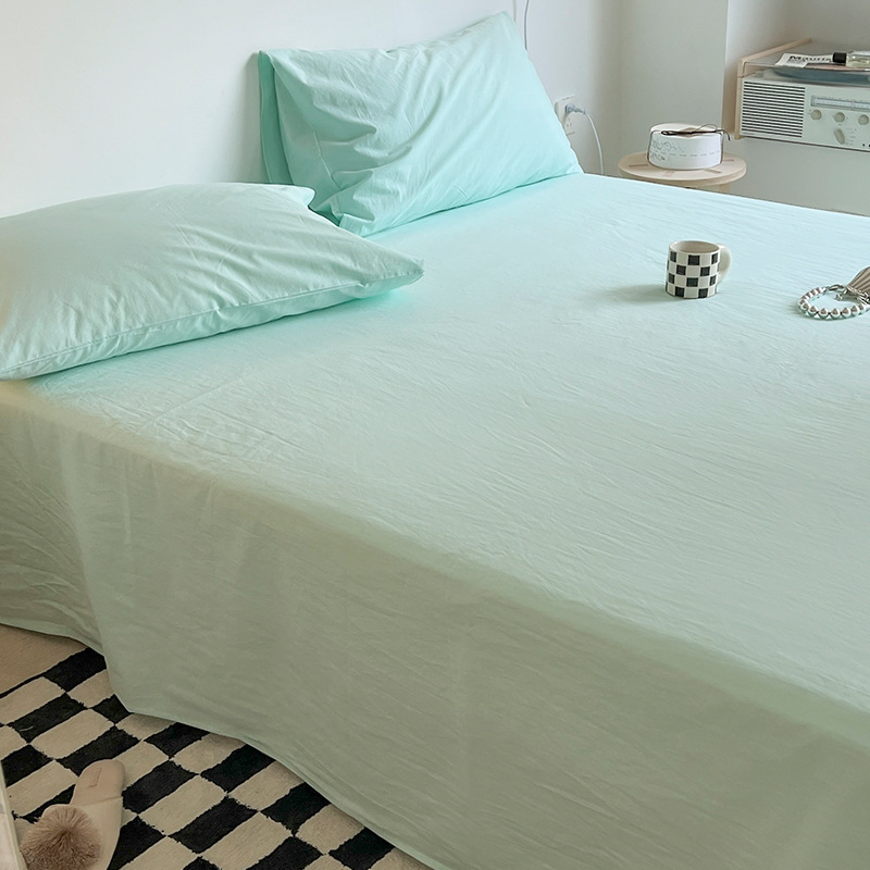 Sábanas de algodón lavado de algodón pieza individual 100 sábanas de algodón puro dormitorio de estudiantes cama individual doble sábana juego de tres piezas 3