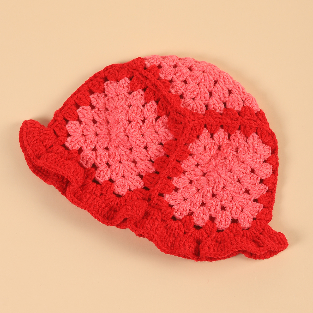 Cappello invernale in lana retrò con fiore cavo lavorato a maglia fatto a mano, cappello versatile dolce da donna autunno e inverno_voghion.com