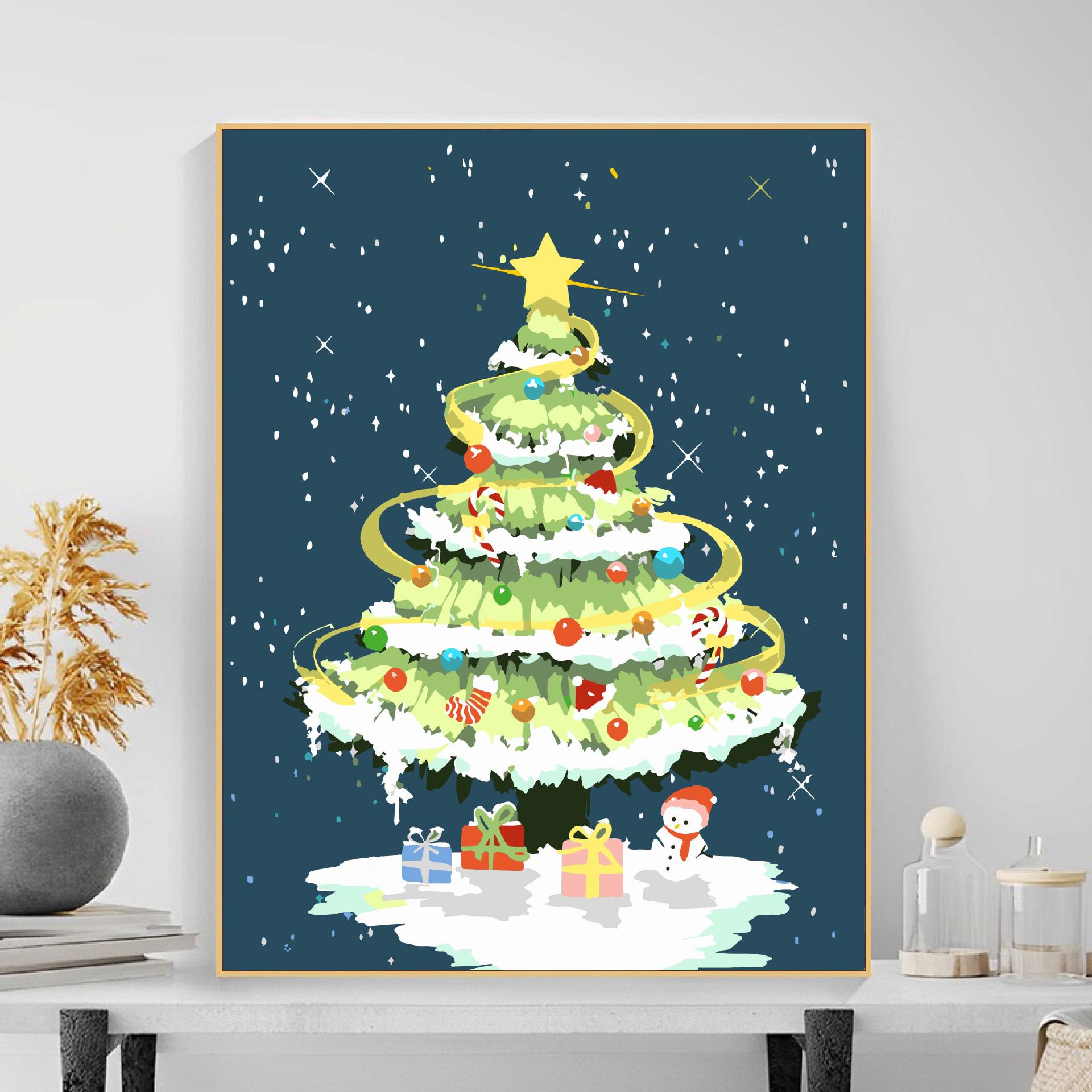 Suministro directo de fábrica bricolaje pintura al óleo digital árbol de Navidad lleno de mano sala de estar dormitorio decoración pintura al óleo acrílico al por mayor