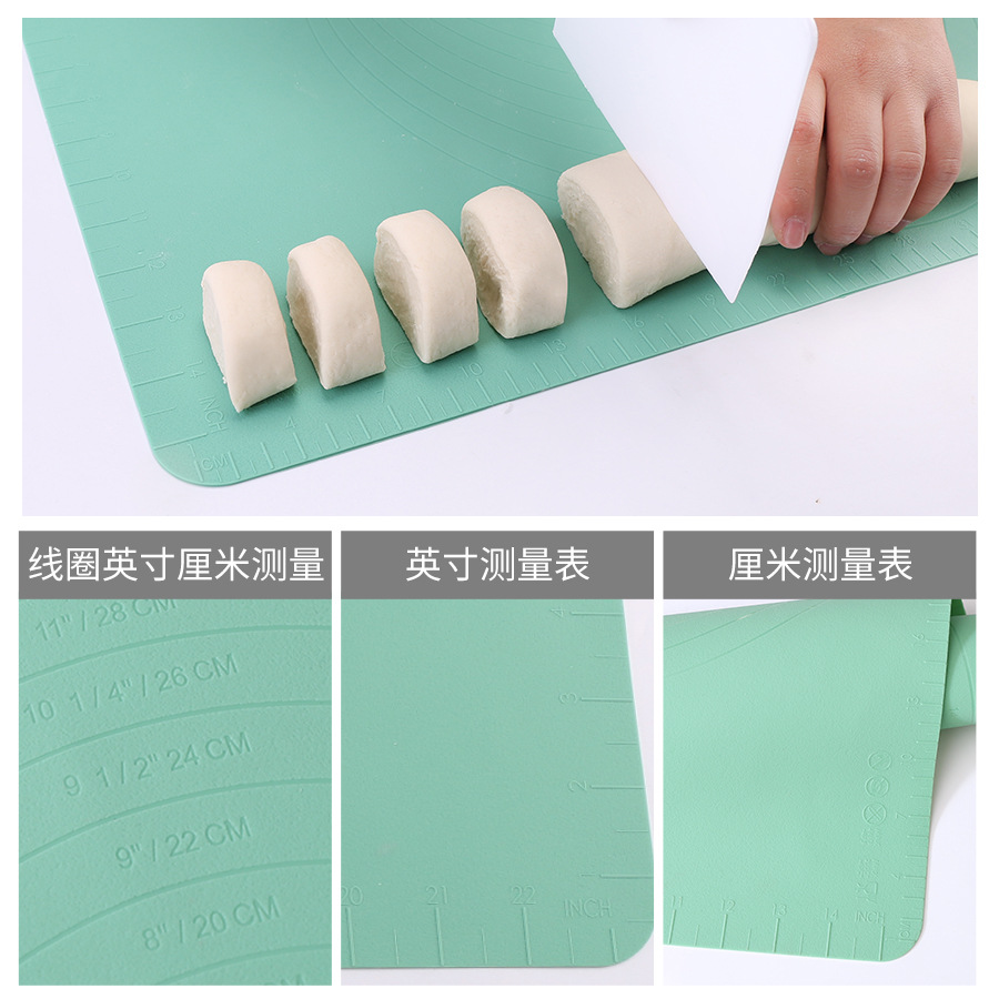 60*40cm large silicone dough mat with scale rolling dough mat dumpling bread kitchen baking kneading dough mat wholesale